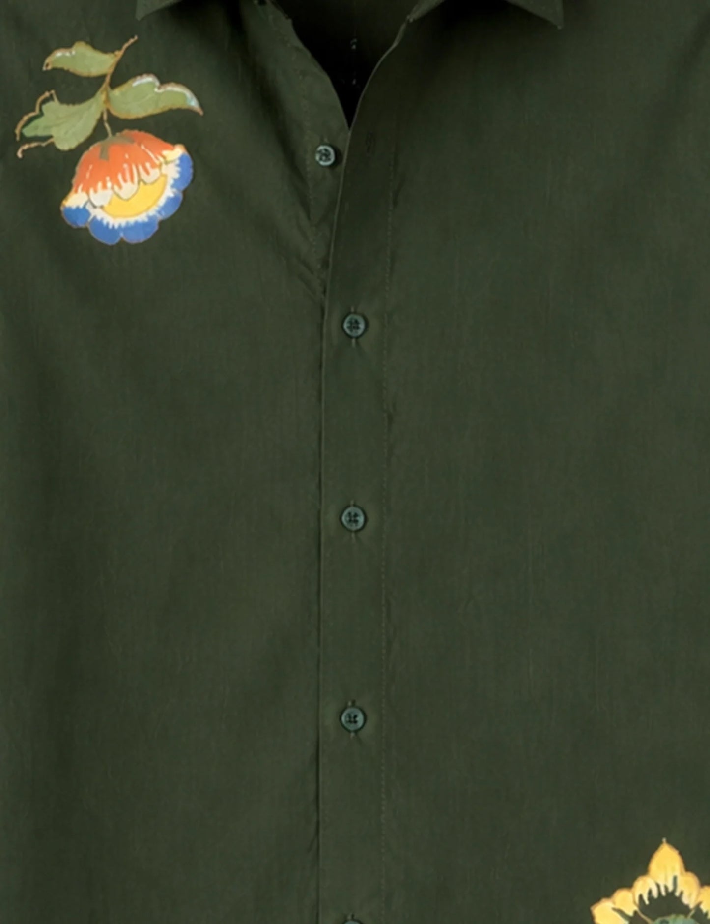Olive Floral Men's Full Sleeves Shirt - XPST