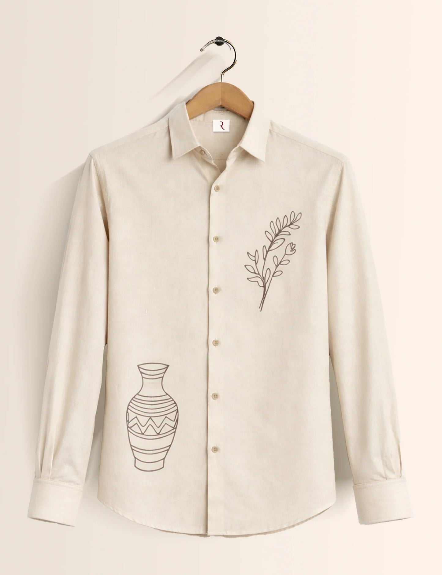 White Pot Printed Mens Full Sleeves Shirt - XPST
