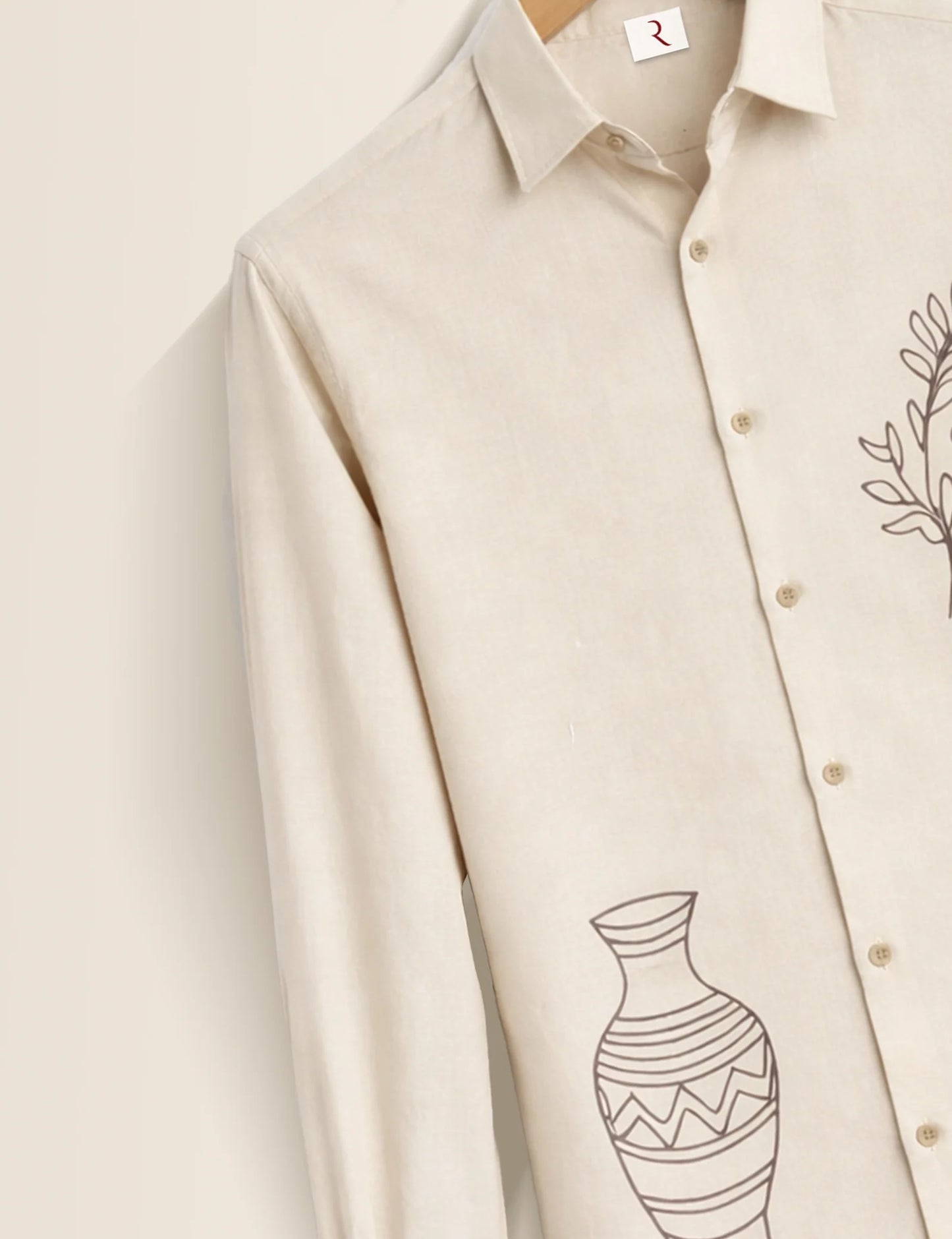White Pot Printed Mens Full Sleeves Shirt - XPST