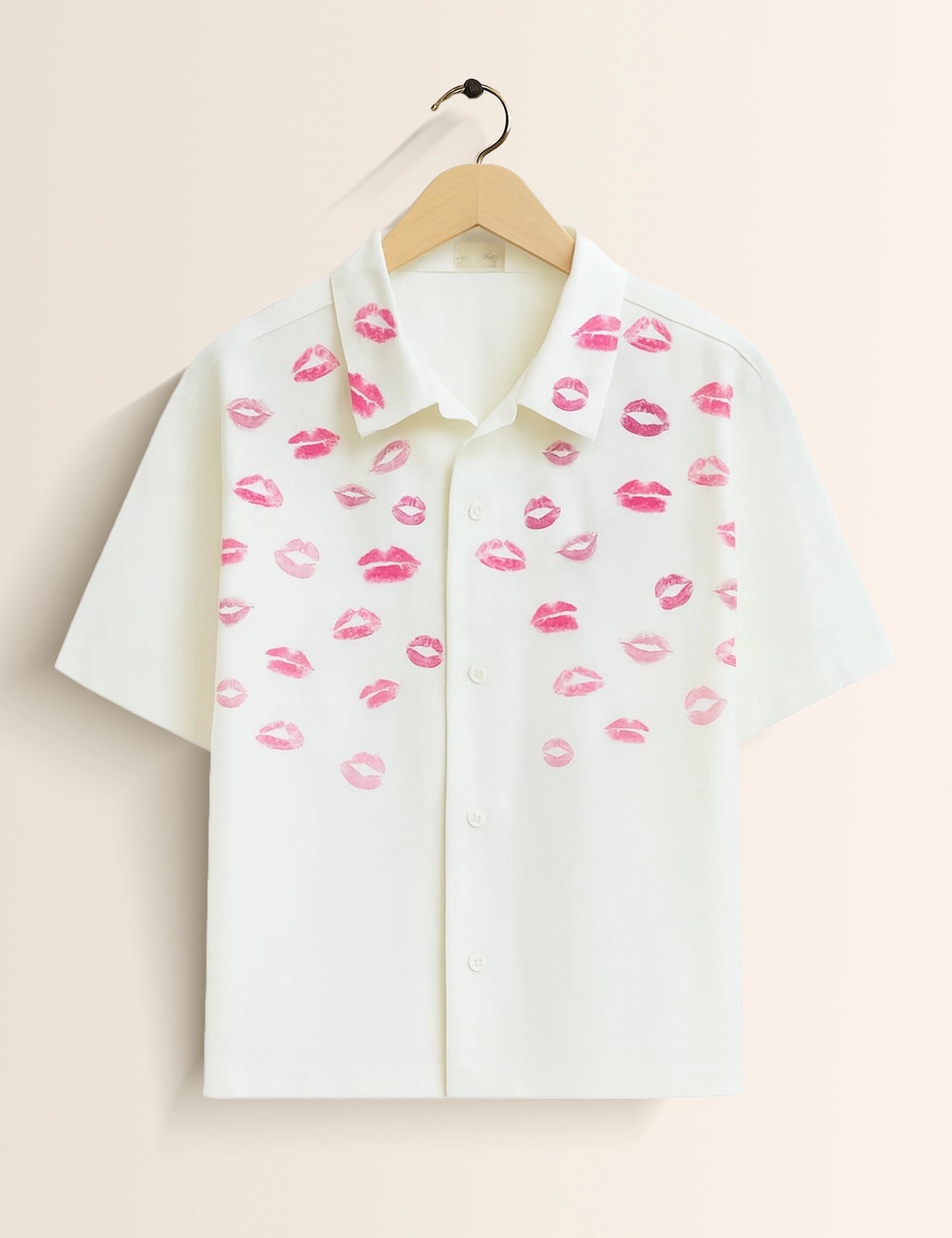 Pink Lipstick Printed Mens Half Sleeves Shirt - XPST