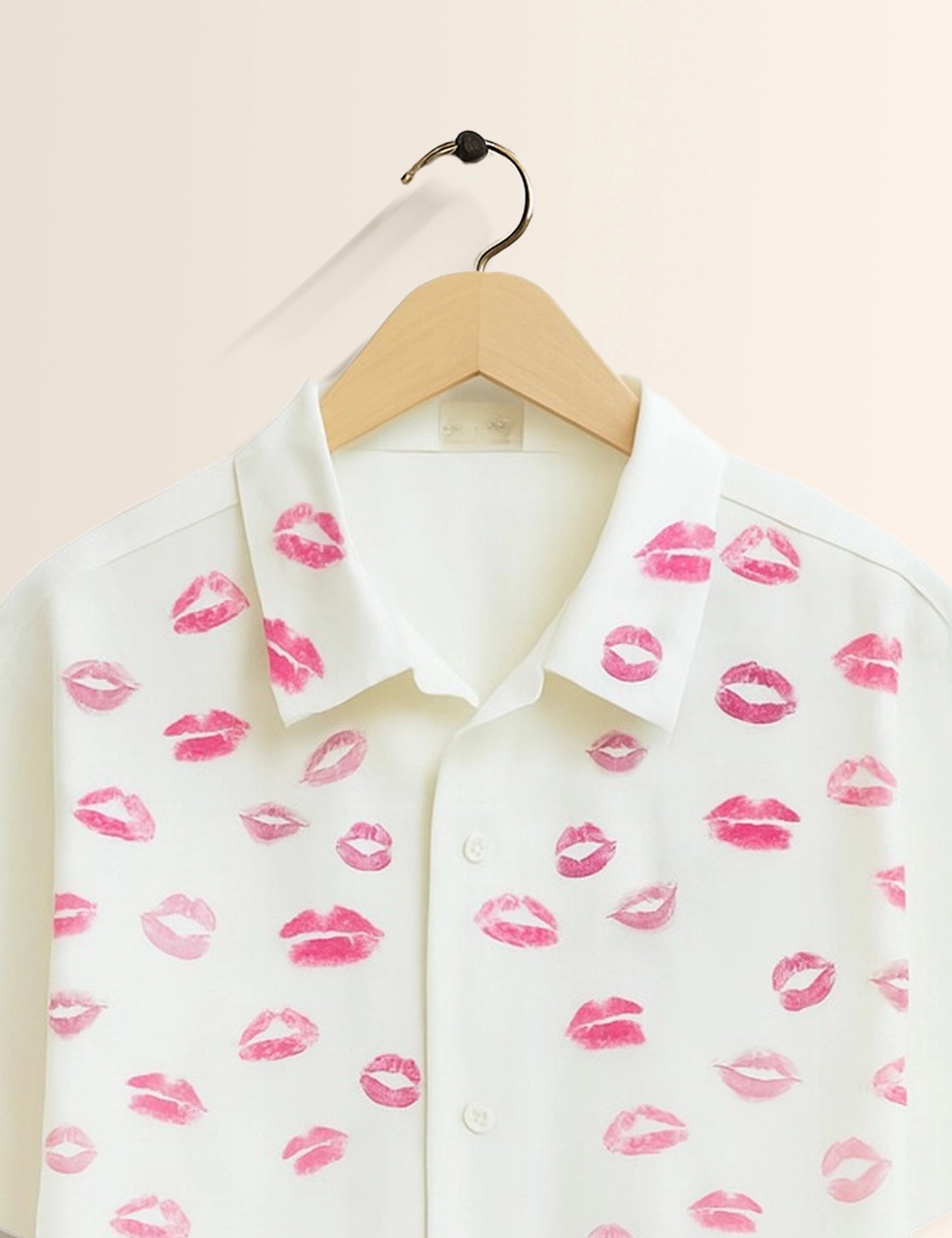 Pink Lipstick Printed Mens Half Sleeves Shirt - XPST