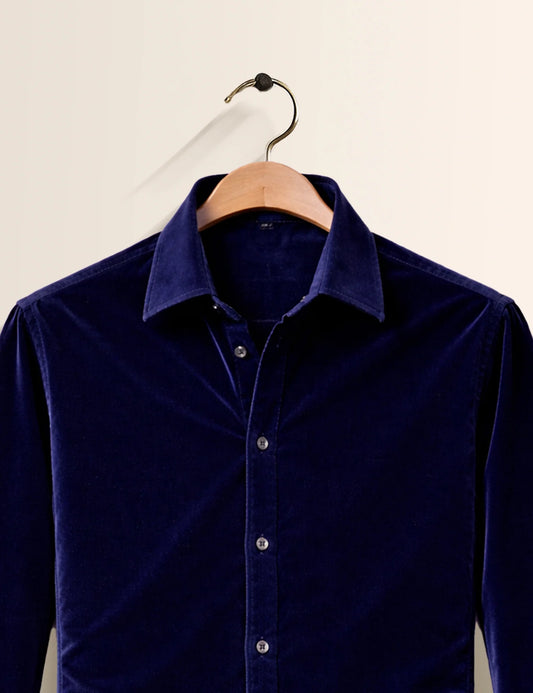 Navy Blue Premium Signature Shirt – Elegant Texture & Luxurious Finish - XPST
