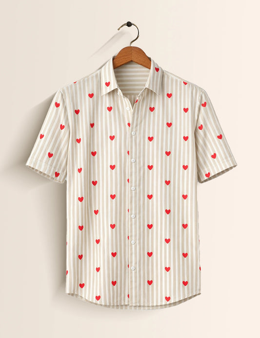 Cupid's whisper Striped Printed Mens Shirt - XPST