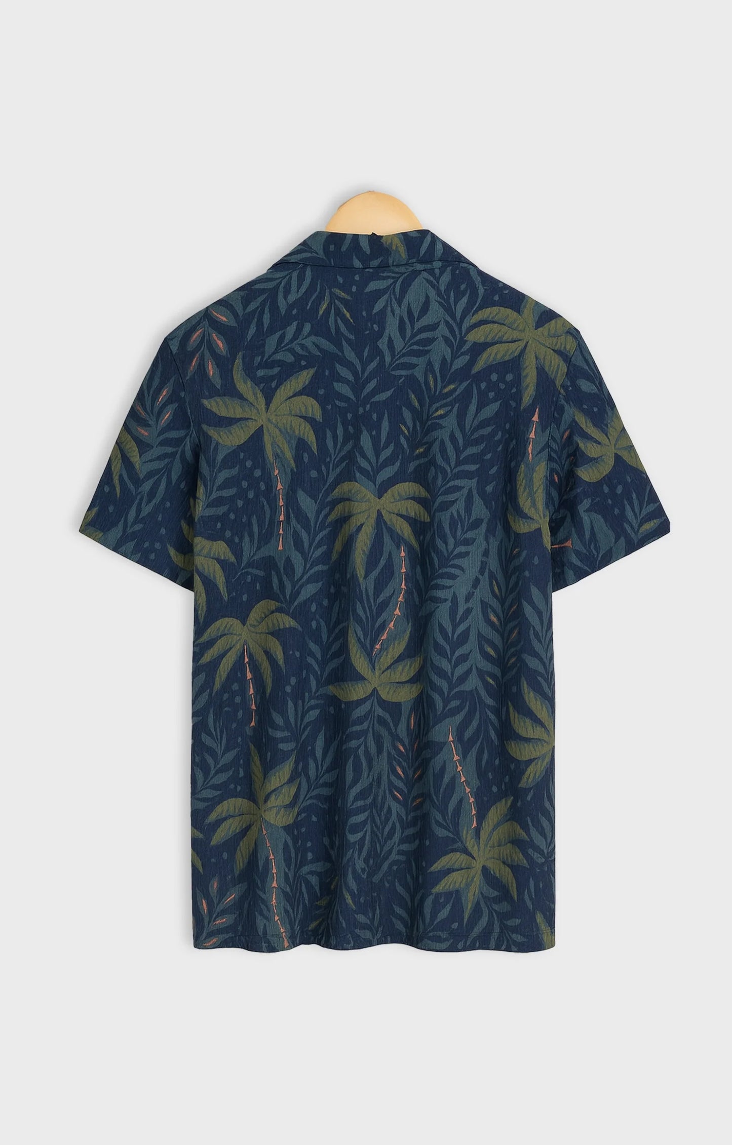 Navy_Leaves Casual short-sleeve button-up shirt - XPST