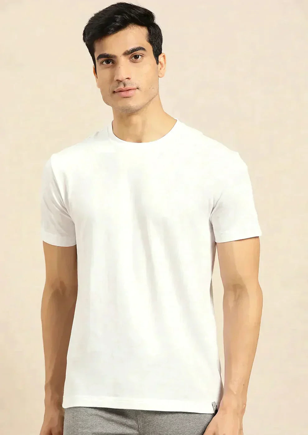 Cream Dotted Printed Mens Half Sleeves Shirt